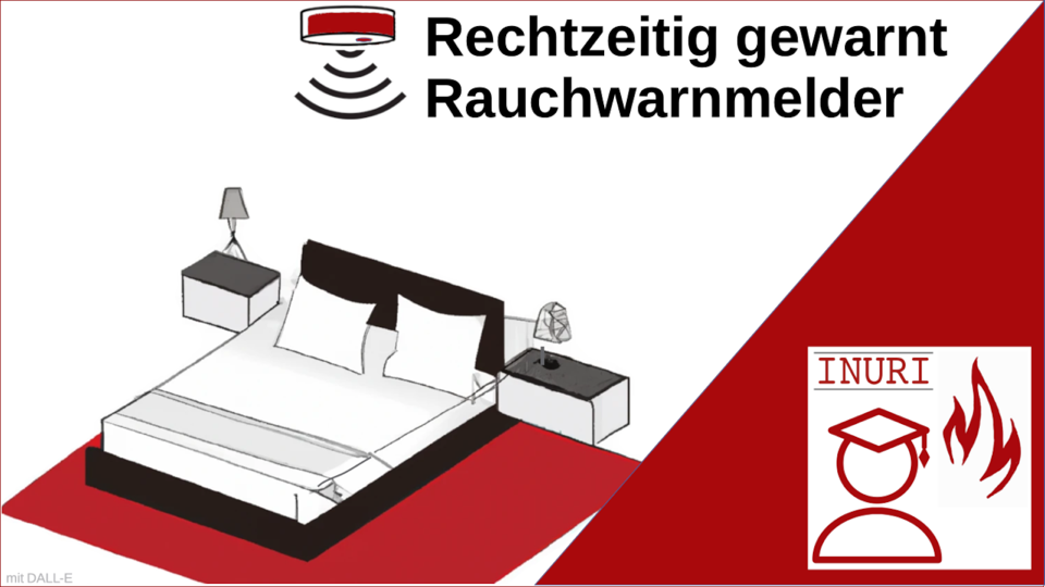 Symbolgrafik die einen Rauchmelder im Schlafzimmer zeigt.