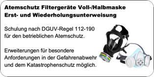 Beispiel für eine Schulungsleistung: Filtrierende Atemschutzgeräte 