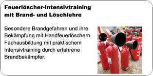 Beispiel für eine Schulungsleistung: Feuerlöscher-Intensivtraining