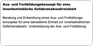Aus- und Fortbildungskonzepte für die innerbetriebliche Gefahrenabwehr.
