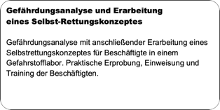 Gefährdungsanalyse und Erarbeitung von Selbst-Rettungskonzepten